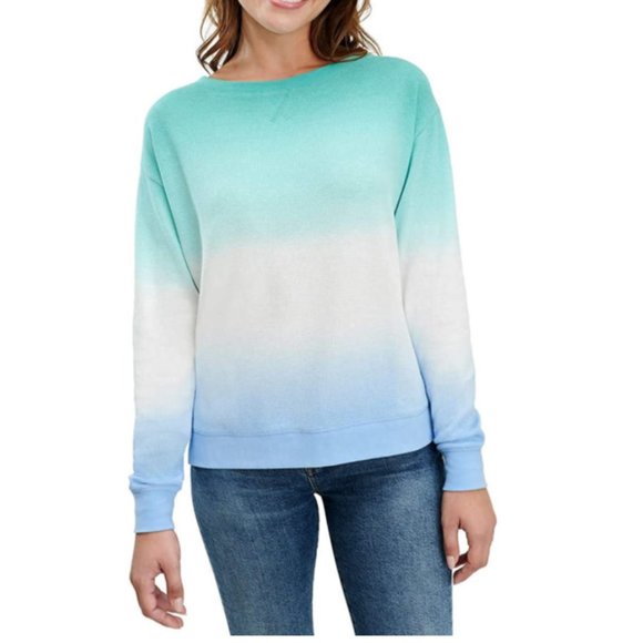 NWT Splendid Ladies’ Thermal Tie Dye Top (New Teal/Blue Dip Dye, 2XL) $60 B241 - Picture 1 of 3